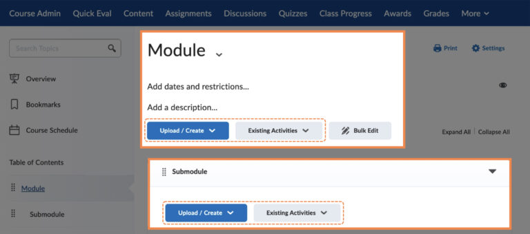 Course Content in Brightspace – Brightspace Essentials