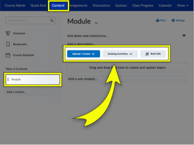 Module Essentials TopicsIntoSubmodules – Brightspace Essentials