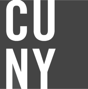 A gray and white CUNY logo