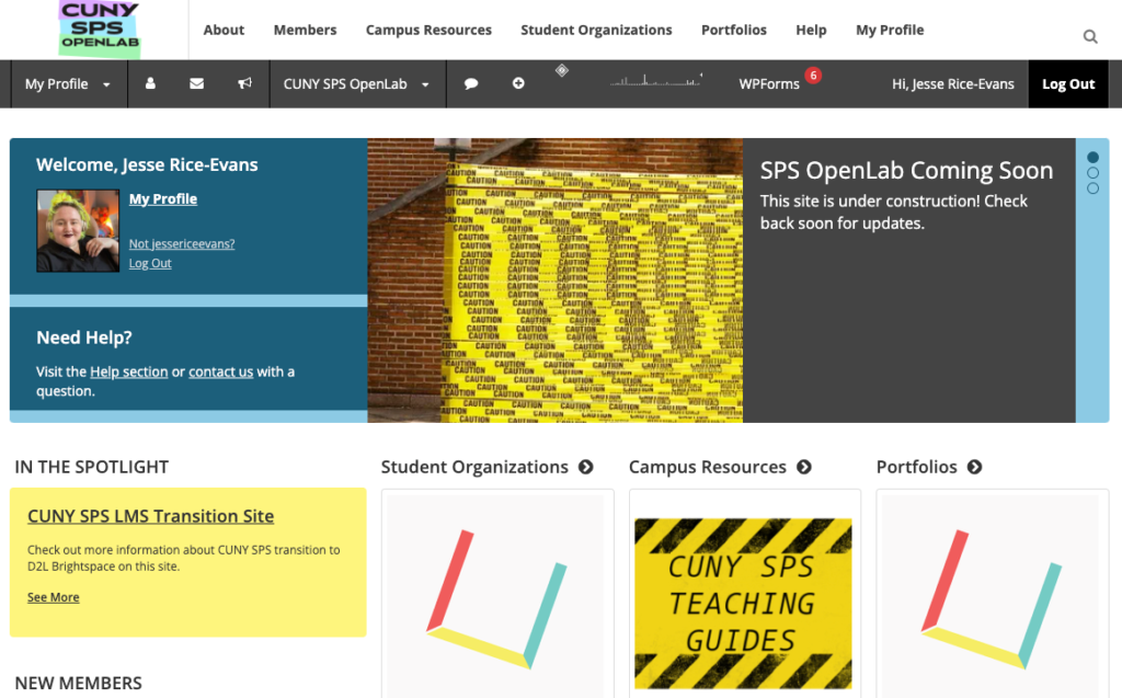 Screengrab of the SPS OpenLab homepage
