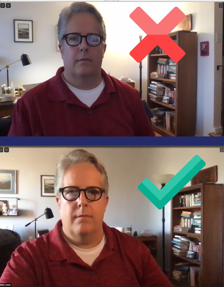 Avoid backlight when recording at home