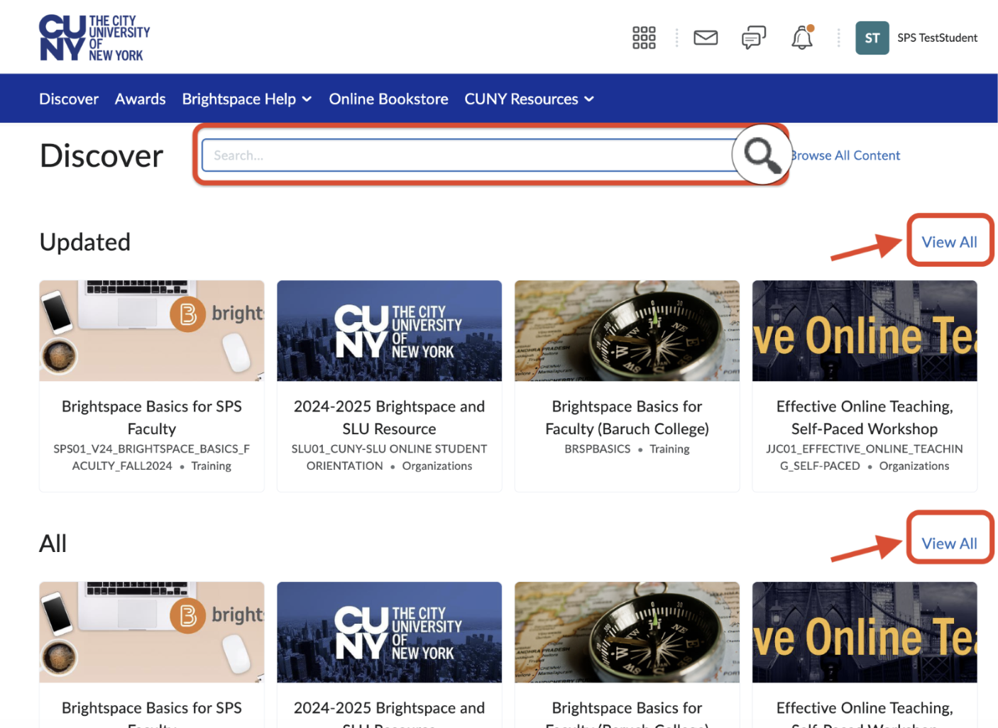 How to enroll in Brightspace Basics for CUNY SPS Faculty Teaching Guides