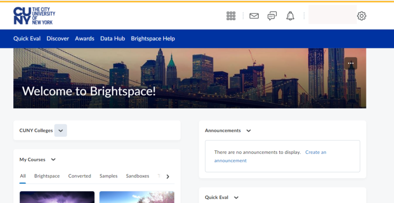 A screenshot of the Brightspace interface showing the "Getting Started in Brightspace for SPS students" module.