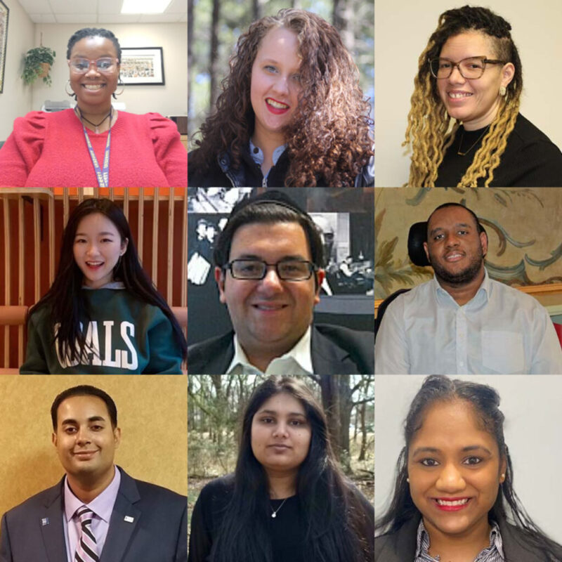 A collage of photos of the nine new members of the CUNY SPS Student Association.