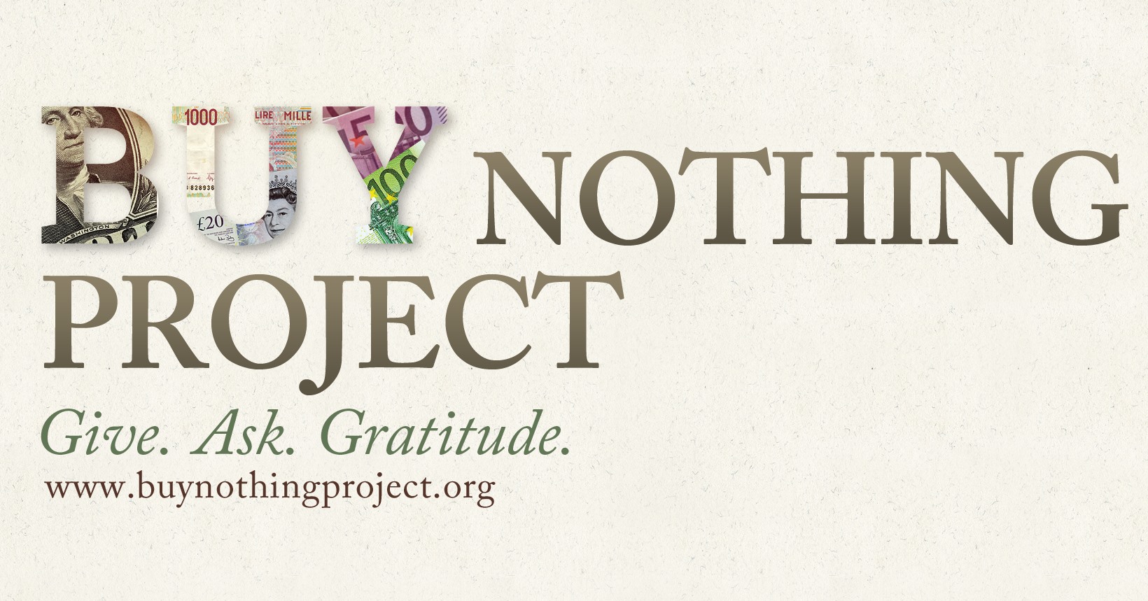 The logo for the Buy Nothing Project with the slogan, "Give. Ask. Gratitude."