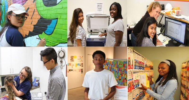 A collage of photos of students working as part of the New York SYEP (Summer Youth Employment Program).