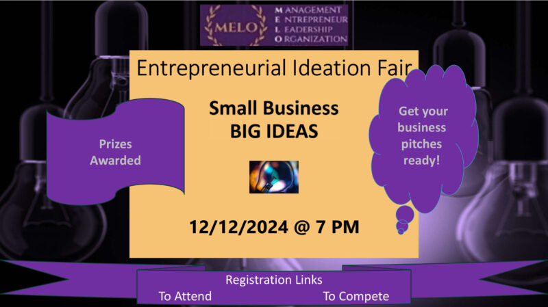 MELO Entrepreneurial Ideation Fair poster