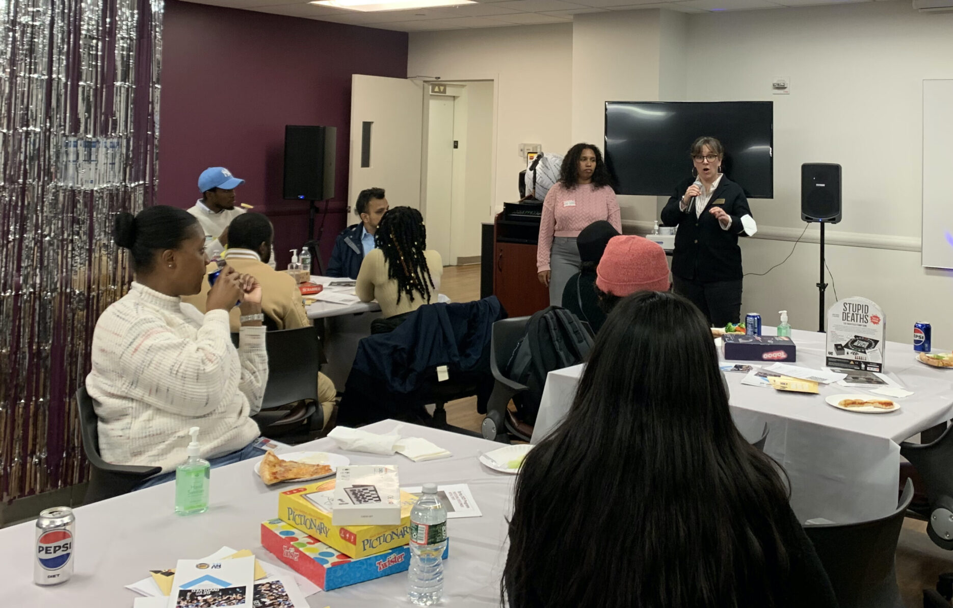 Head of Counseling Services Erin Jeanette speaks during the in-person Welcome Back Reception.