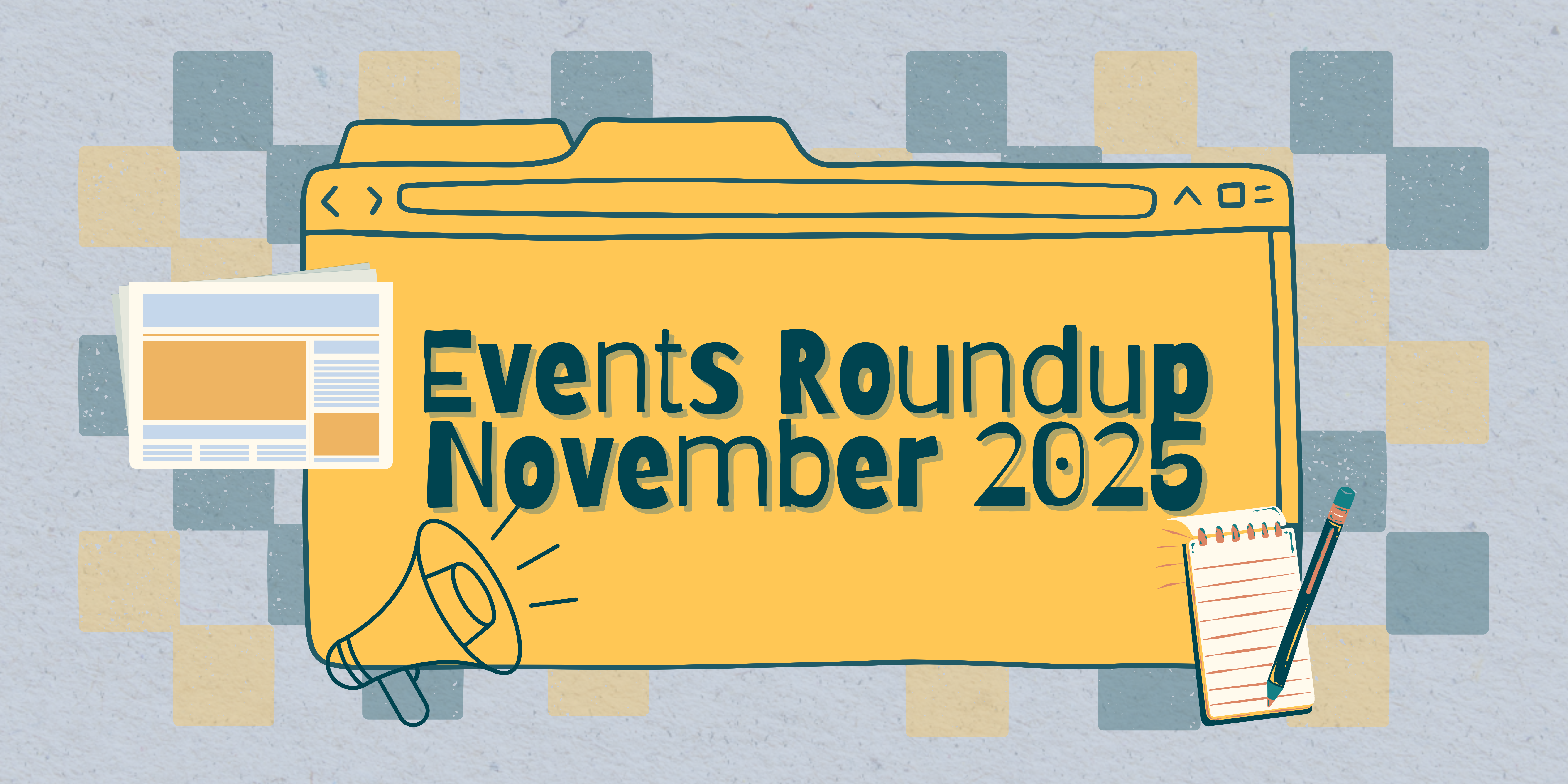 text reads events roundup november 2025