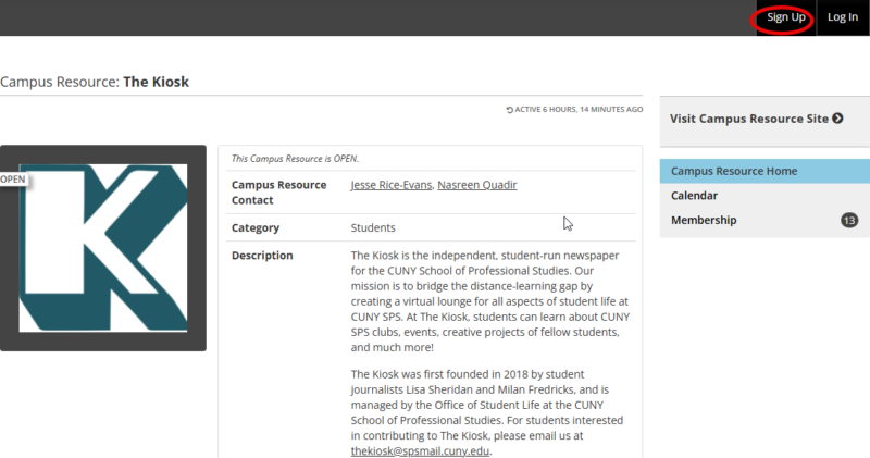White screen with text and large K. This is screengrab of The Kiosk page on OpenLab